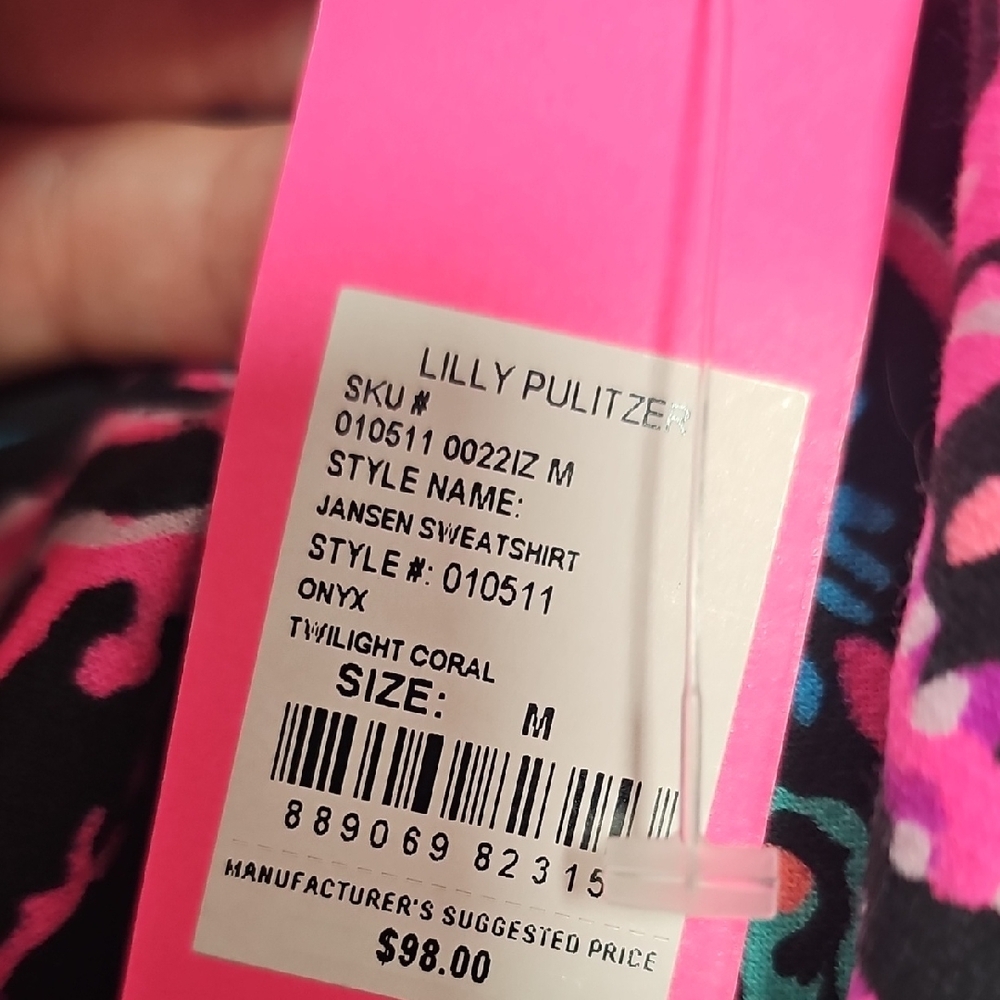 Lilly Pulitzer Vibrant Floral Long Sleeve Top - Black, Pink, Blue - Picture 5 of 5